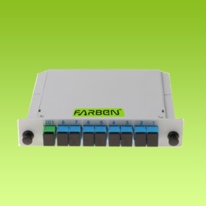 FARBEN Cassette 4 PLC splitter 1 * 8 plug in Fiber Optic splitter Box Module Type SC/UPC Connector